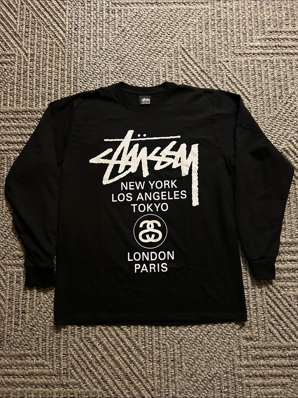 Stussy World Tour Black Long-Sleeve Tee Authentic NWOT